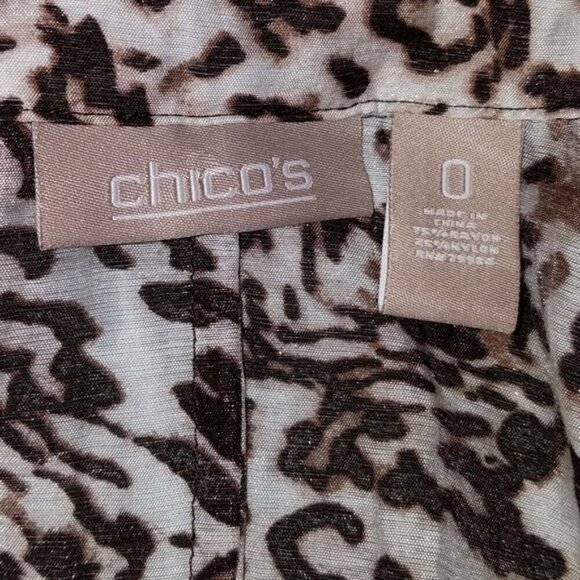 Chico's Leopard Print Shirt Top Cardigan Size 0 Open Front 3/4 Sleeves Cheetah - Picture 7 of 7
